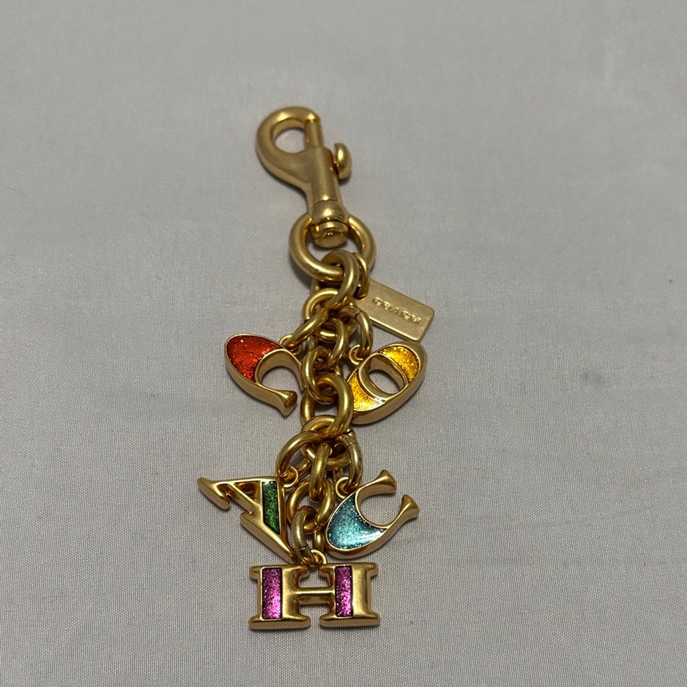 EUC Coach Colorful Letter Keychain with Gold Hardware